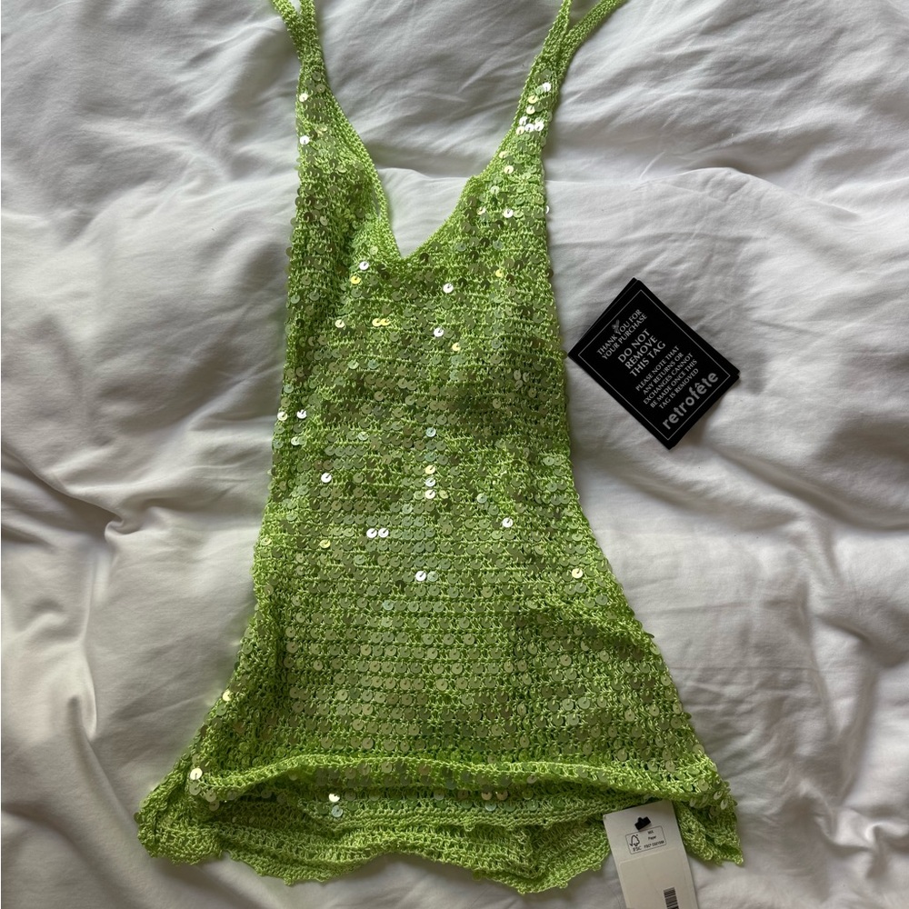 Retrofete Lime Green Sequin Tank Top